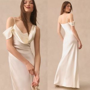 Reformation Ronda Silk Cowl Neck Wedding Maxi Dress Ivory White NEW with tags